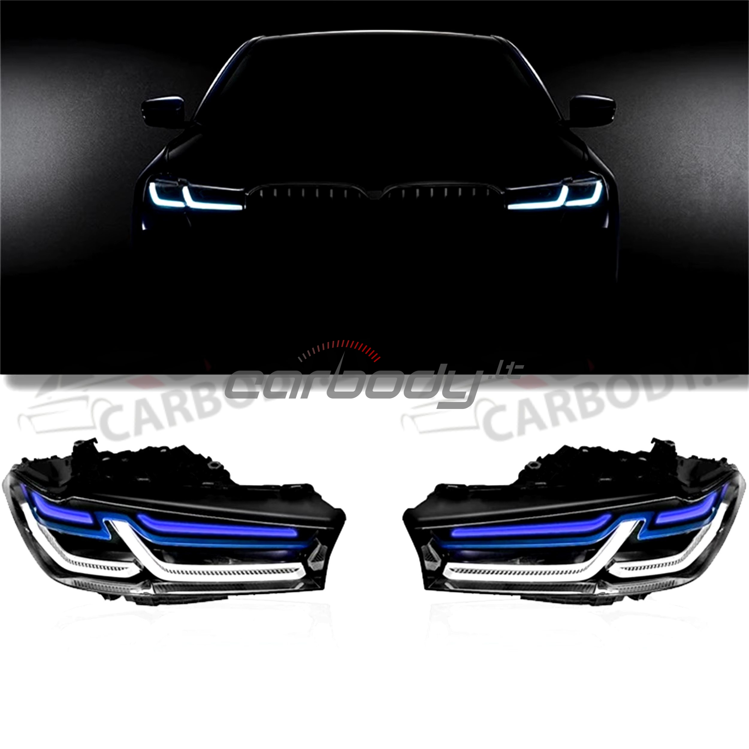 BMW 5 Serijos G30 G31 F90 LCI Tinaktys Plug & Play LED Priekiniai Žibintai