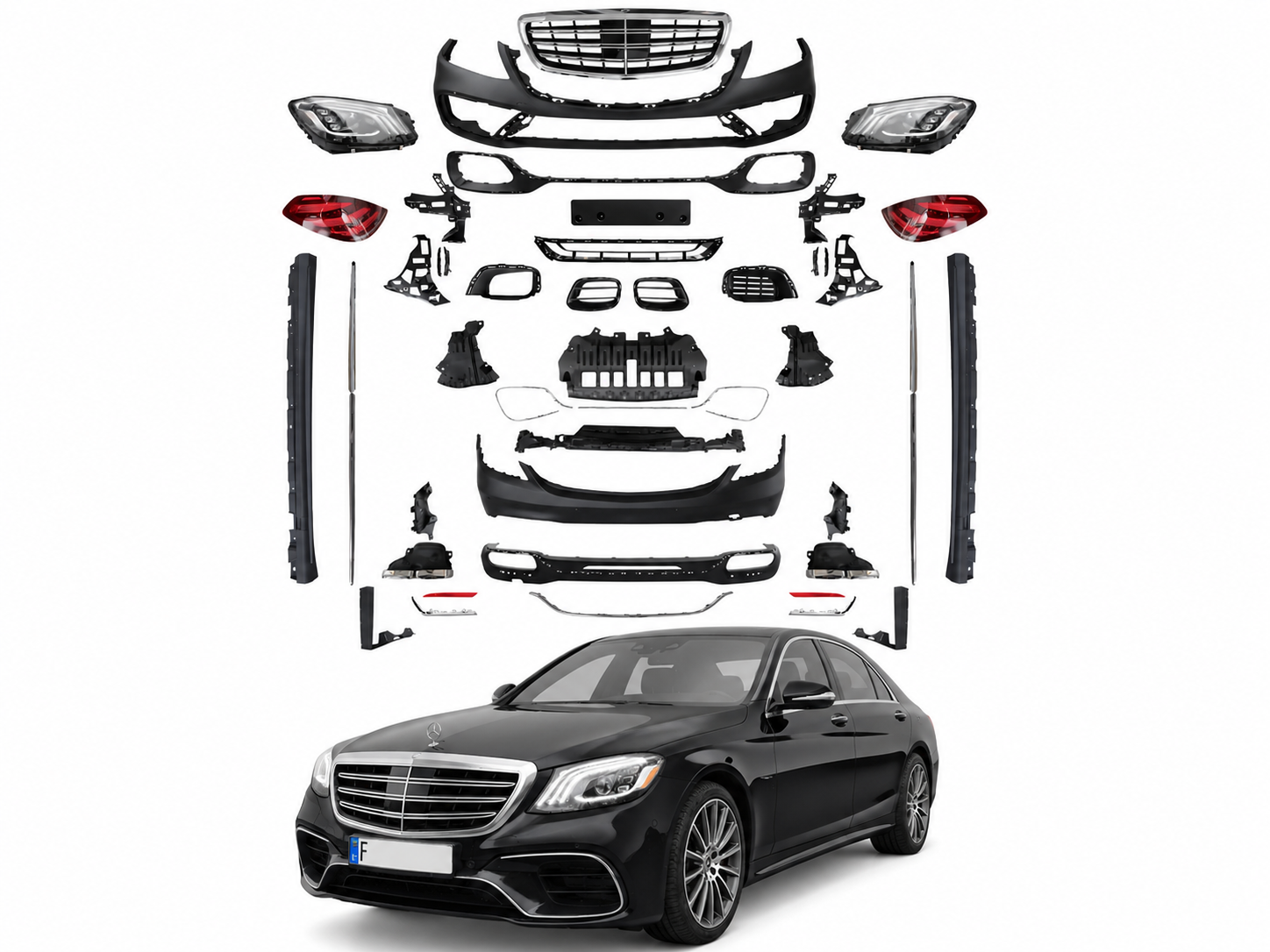 S63 Stiliaus Apdailos komplektas skirtas Mercedes S Klasės W222 (2017-2020) Ilgos bazės modeliams