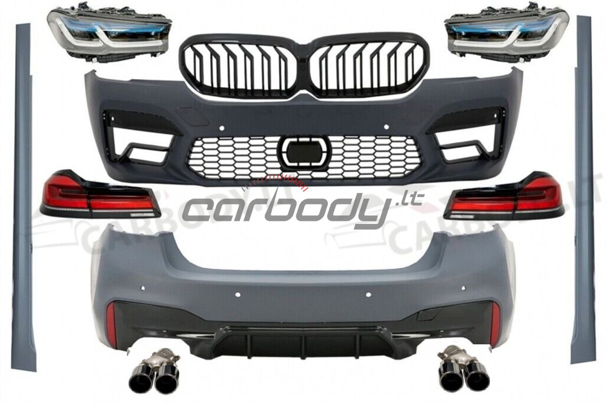 BMW M5 LCI F90 Apdailos komplektas skirtas BMW G30 PRE LCI 2017-2020 modeliams. Su priekiniais ir galiniais žibintais