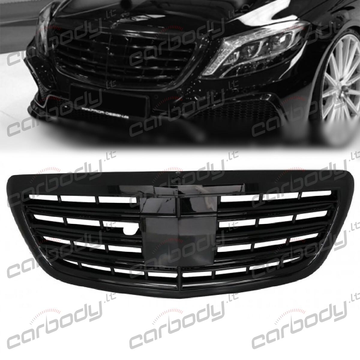 Juodos blizgios grotelės skirtos Mercedes-Benz W222 2013-2020 modeliams - Image 2