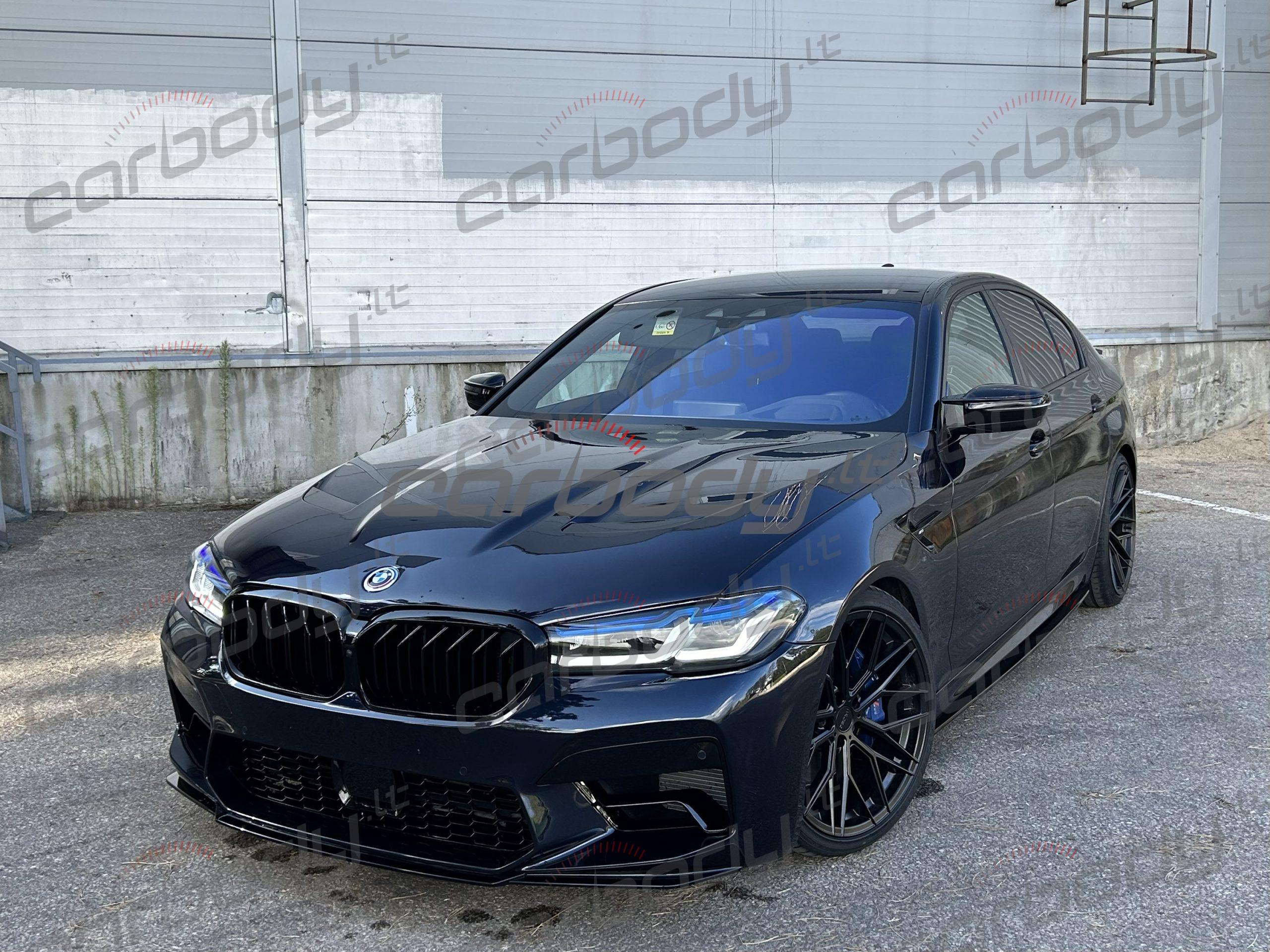 Juodas blizgus CS Stiliaus priekinio buferio spoileris skirtas BMW F90 M5 Facelift modeliams - Image 2